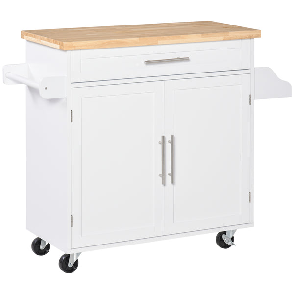 Carrello da Cucina 109x40x89 cm con Ruote in Legno Bianco prezzo