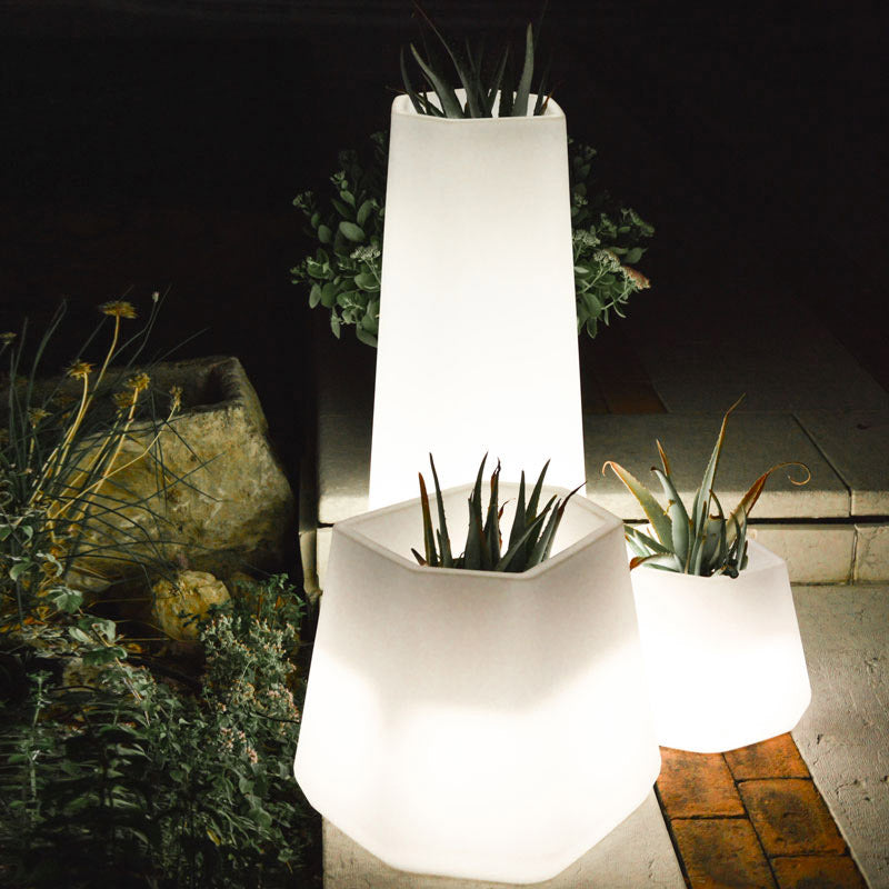 Vaso Luminoso da Giardino a LED 56x49x43 cm in Resina 5W Magnolia Multicolore-2