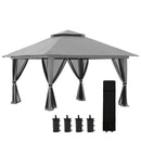 Gazebo da Giardino Pieghevole 392x392x283 cm in Acciaio e Tessuto Oxford Grigio-1