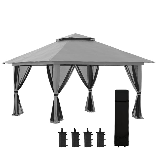 online Gazebo da Giardino Pieghevole 392x392x283 cm in Acciaio e Tessuto Oxford Grigio