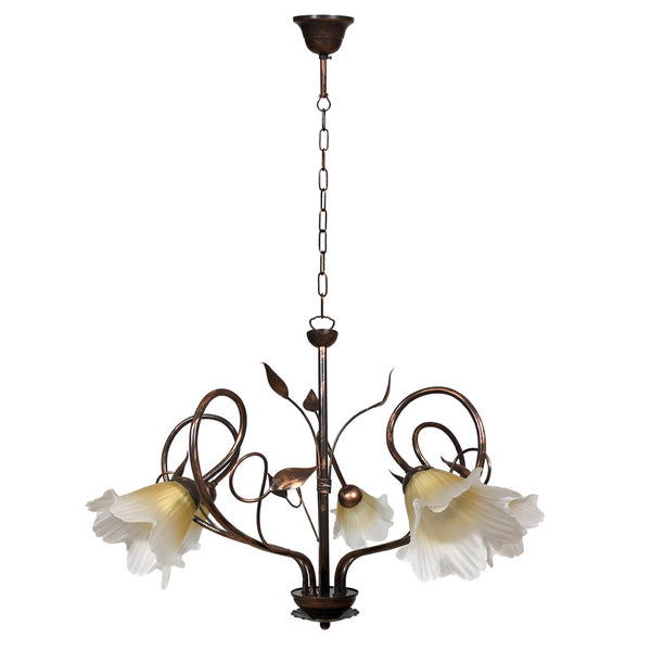 Lustre 5xE14 Cuivre Brun Cadre Ambre Shaded Satin Glass E-Energy Melania online