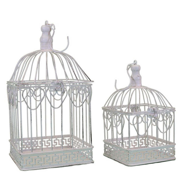 prezzo Ensemble de 2 cages rectangulaires Natalie en acier blanc antique