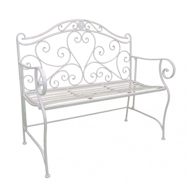 Banc Dollie Blanc Antique 103x54x95 h cm en Acier Blanc online