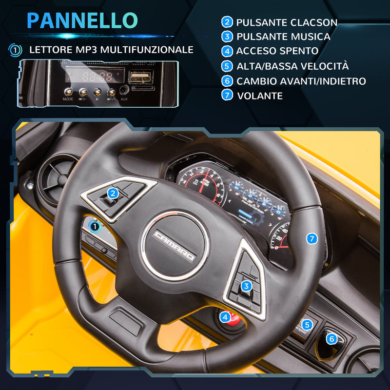 Macchina Elettrica per Bambini 12V Chevrolet Camaro Giallo-5