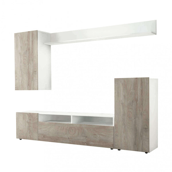 Bridge Living Room Storage Wall 207x34x170 h cm en aggloméré bilaminé chêne gris sconto