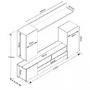 Parete Attrezzata Soggiorno Bridge 207x34x170 h cm in Truciolare bilaminato Rovere grigio-5