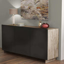 Credenza Carlile Antracite e Rovere Chiaro 150x40x76 h cm in Truciolare bilaminato Nero-2