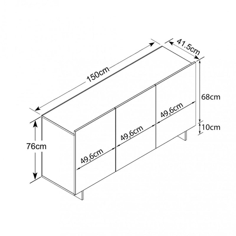 Credenza Carlile Antracite e Rovere Chiaro 150x40x76 h cm in Truciolare bilaminato Nero-6