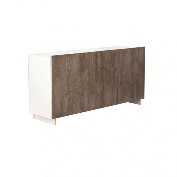 Buffet Carlile Blanc et Chêne Clair 150x40x76 h cm en aggloméré bilaminé Chêne Gris sconto