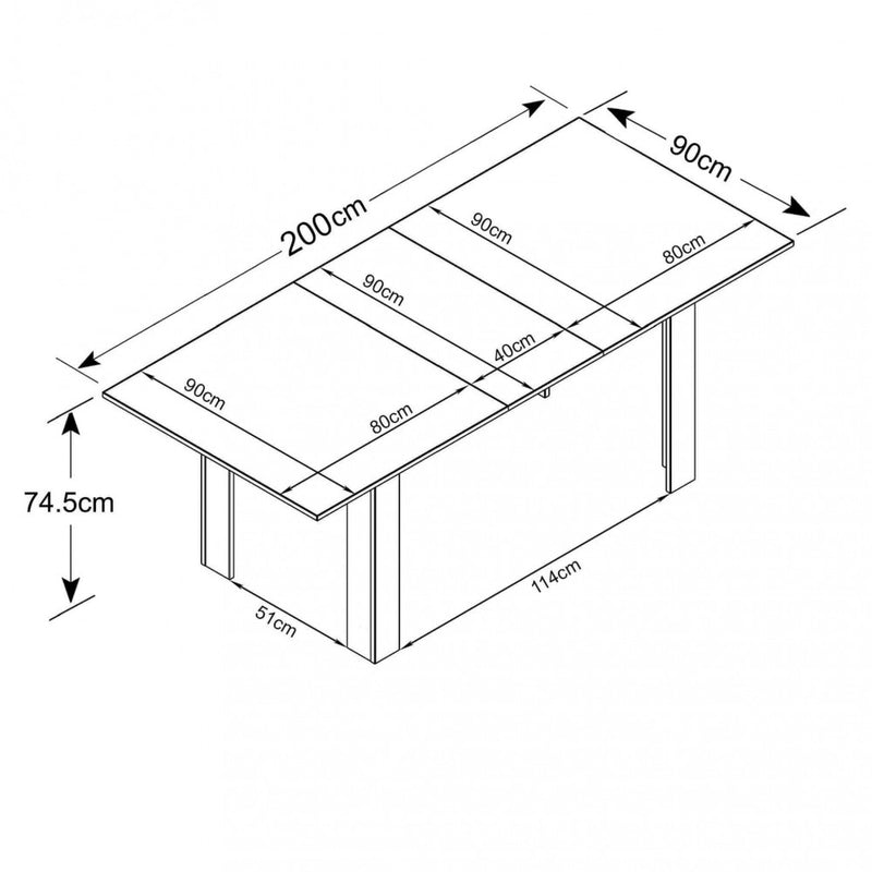 Tavolo Allungabile Gemma 160/200x90x75 h cm in Truciolare bilaminato Rovere Chiaro-5