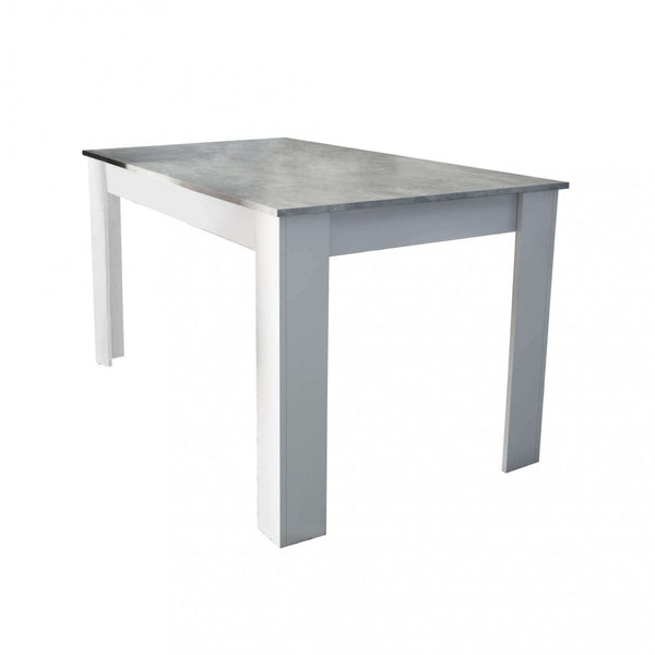 sconto Table Pepper 160x80x75 h cm en aggloméré bilaminé blanc et gris effet ciment