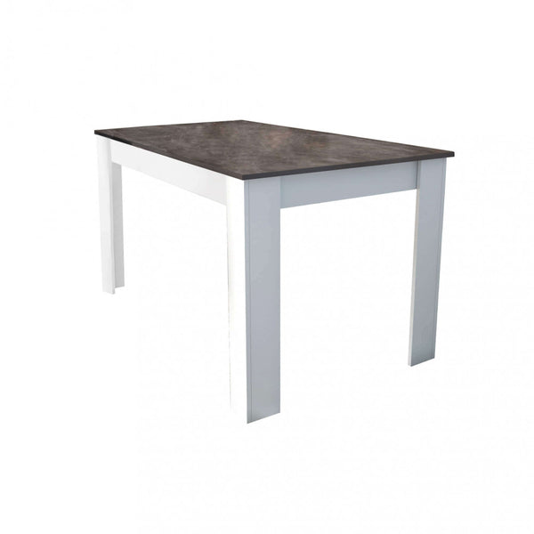 Table Pepper 160x80x75 h cm en aggloméré bilaminé blanc et gris effet ciment sconto