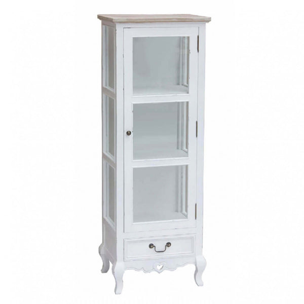 online Vitrine coeur 50x37x141 h cm en bois de paulownia blanc