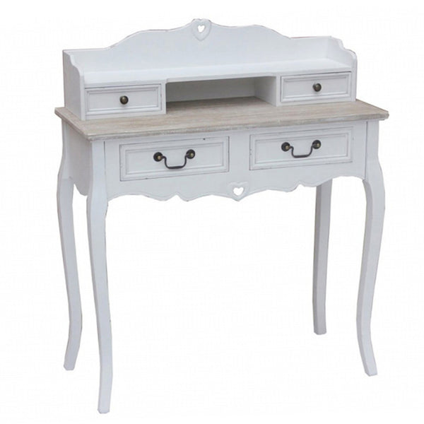 Bureau coeur 87x38x103 h cm en bois de paulownia blanc prezzo