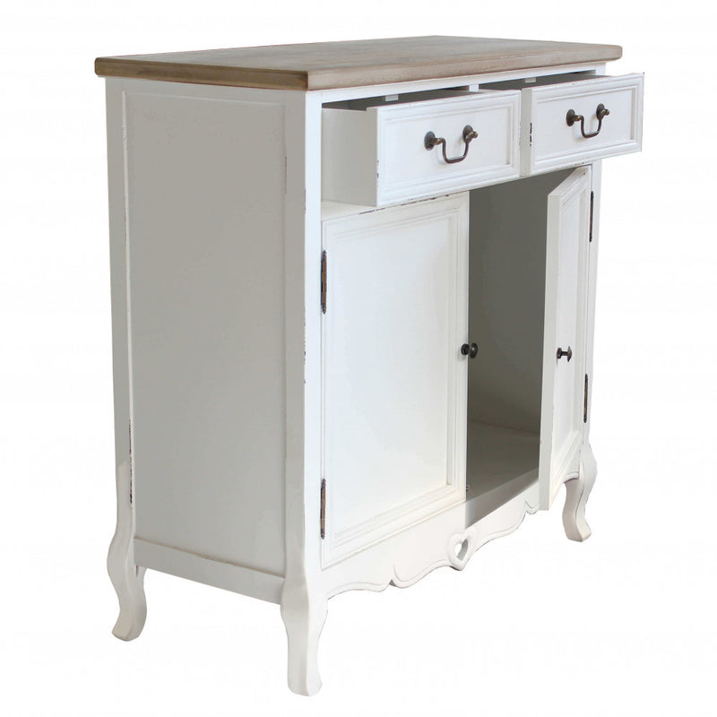 Credenza Cuore 86x37x85 h cm in Legno di paulownia Bianco-2