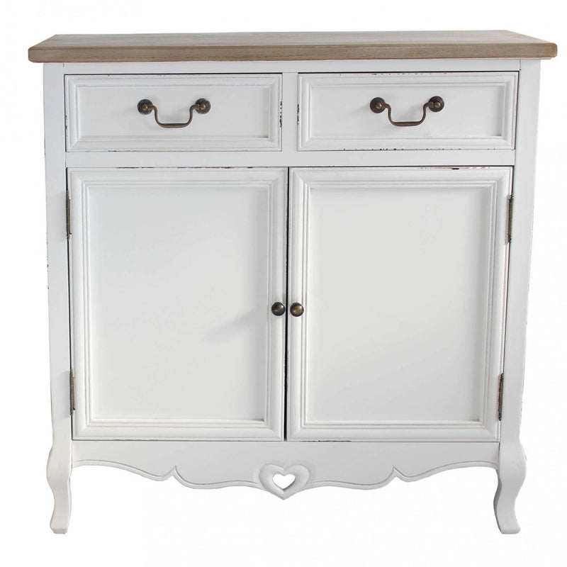 Credenza Cuore 86x37x85 h cm in Legno di paulownia Bianco-3