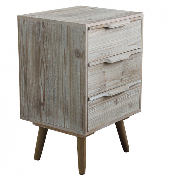 Armoire 3 Tiroirs avec Pieds en Bois 40x36x64 h cm en Bois de Paulownia Taupe prezzo