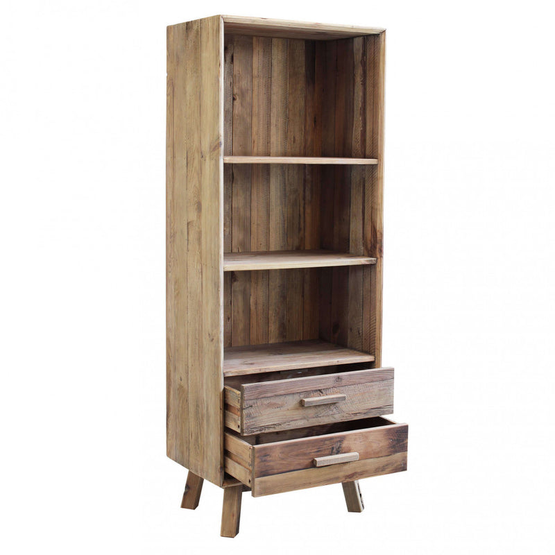 Libreria Justin 60x40x160 h cm in Pino riciclato Marrone-2