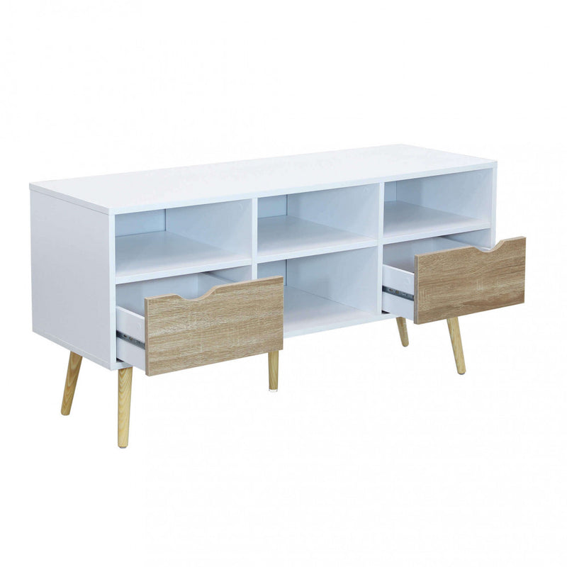 Mobile Porta Tv Brody 117x39x58 h cm in Legno Bianco-2