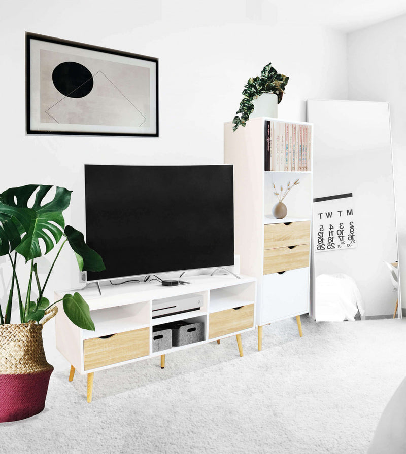 Mobile Porta Tv Brody 117x39x58 h cm in Legno Bianco-5