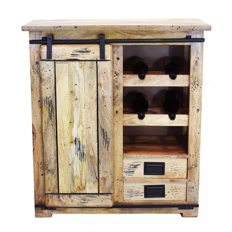 Mobile Cantinetta Portabottiglie 1 Anta 2 Ripiani e Cassetti 90x45x100 h cm in Legno-5