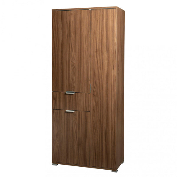 sconto Armoire 3 Portes 1 Tiroir 75x38x174 h cm en Aggloméré Bilaminé Marron