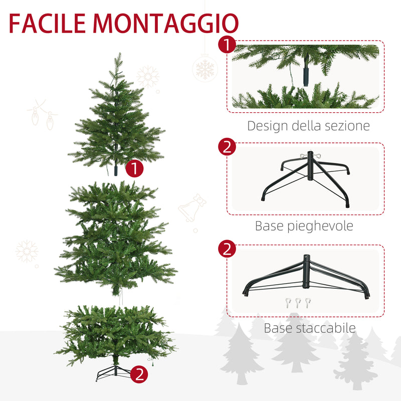 Albero di Natale Artificiale H210 cm 1914 Rami con Luci LED Verde-6