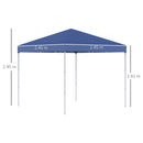 Gazebo Pieghevole da Giardino 2,45x2,45x2,45m in Acciaio e Tessuto Oxford Blu-3