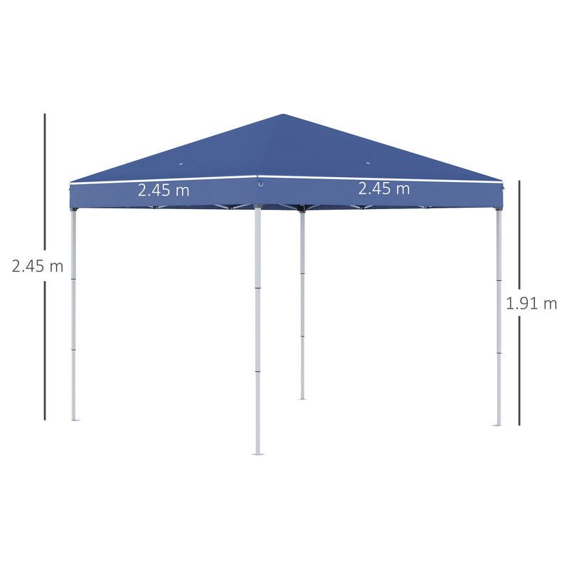 Gazebo Pieghevole da Giardino 2,45x2,45x2,45m in Acciaio e Tessuto Oxford Blu-3