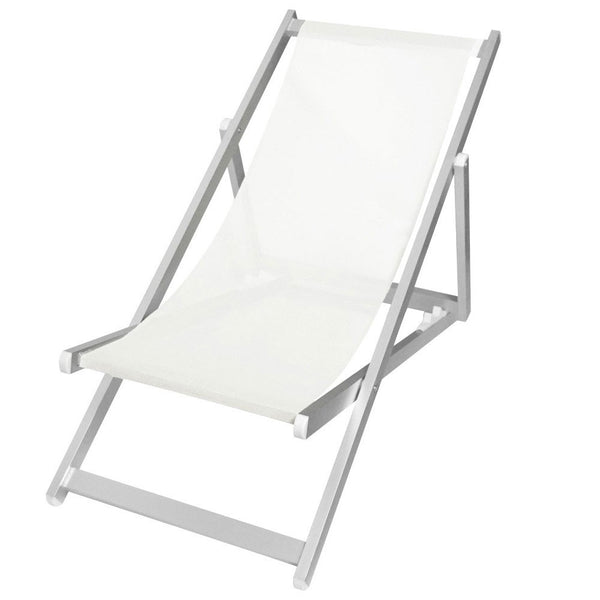 Chaise Longue Pliante 3 Positions en Aluminium et Textilène Blanc online