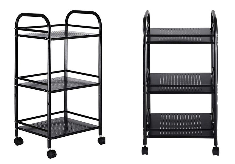 Carrello Portaoggetti da Cucina 40x35x75 cm 3 Livelli con Ruote Nero-5