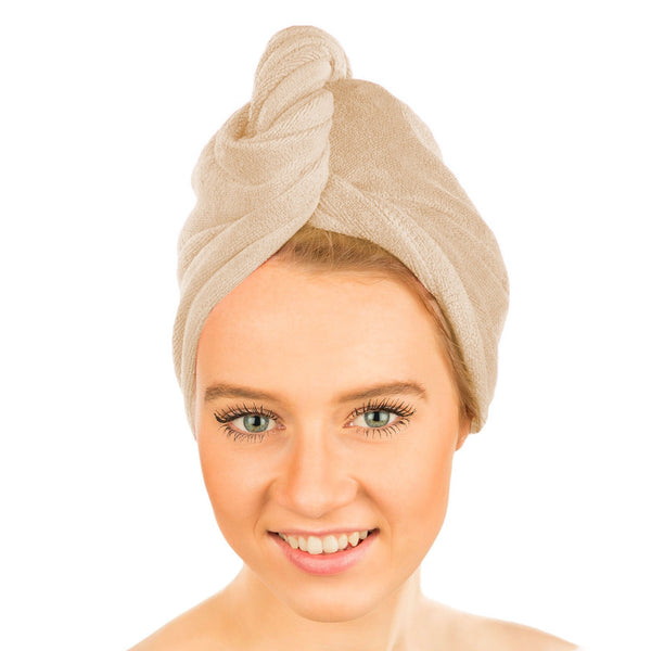 Turban sèche-cheveux pour toutes les coiffures 67x27cm fermeture à boutons acquista