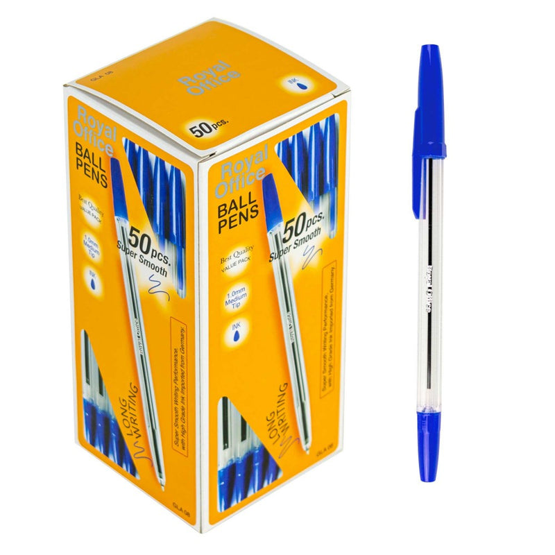 Lot de 50 stylos à bille Bleu