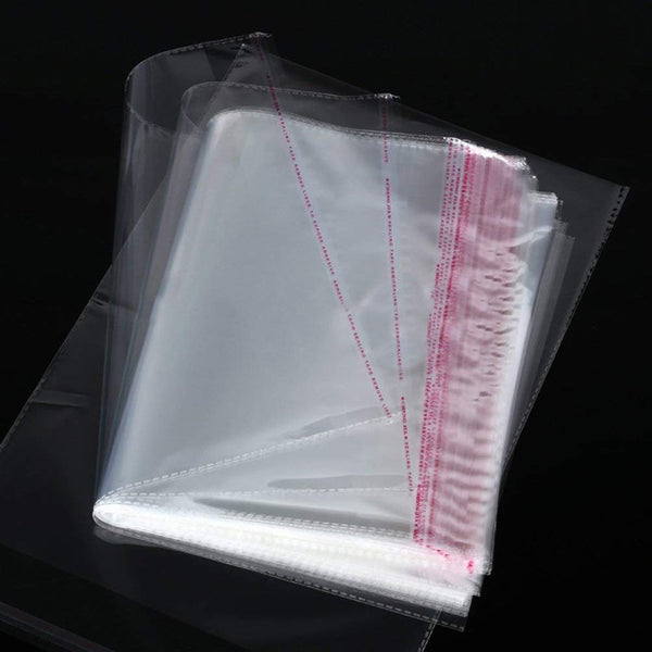 Lot de 100 Enveloppes Plastique Cellophane Transparentes Autocollantes 30x44 cm sconto