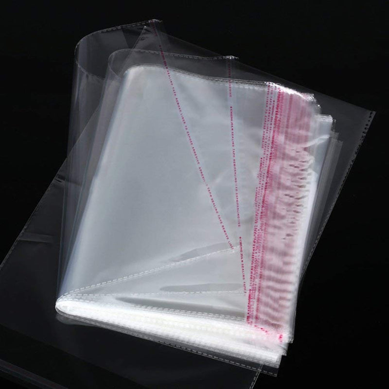 Set 100 Buste Trasparenti 30x44 cm in Plastica Cellophane Autoadesive-1