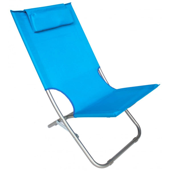 Chaise de plage pliante 82x48xh52 cm en tissu Oxford avec coussin bleu sconto