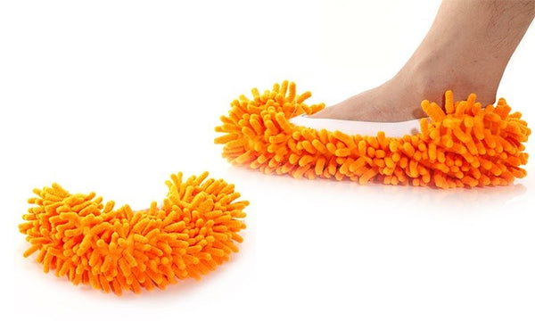 acquista Chaussons microfibre 2 en 1 Taille Jusqu'au 44 pour nettoyer en marchant Orange