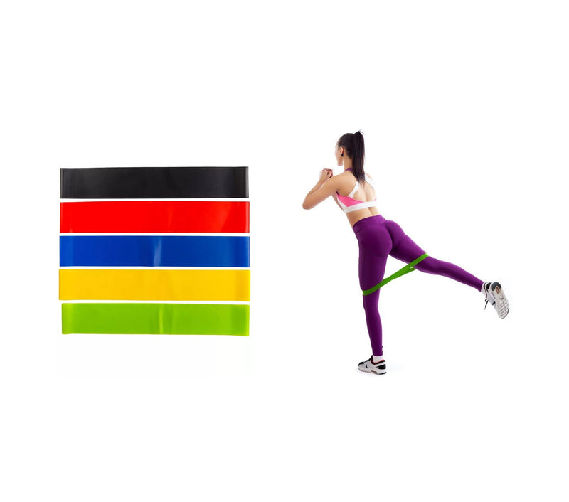 Set 5 Fasce Elastici di Resistenza per Allenamento Fitness Colorati-5