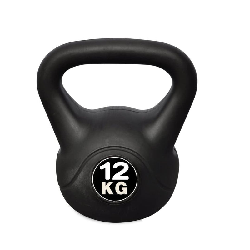 Kettlebell per Allenamento 12 Kg in PVC e Sabbia Nero-1