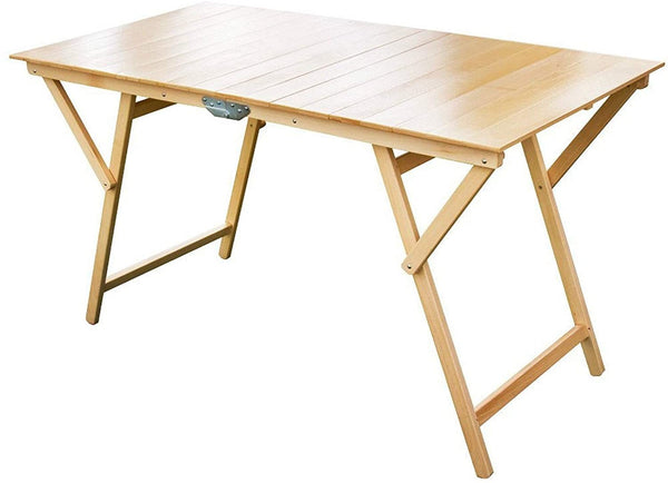 sconto Table de jardin pliante 140x70 cm en bois naturel