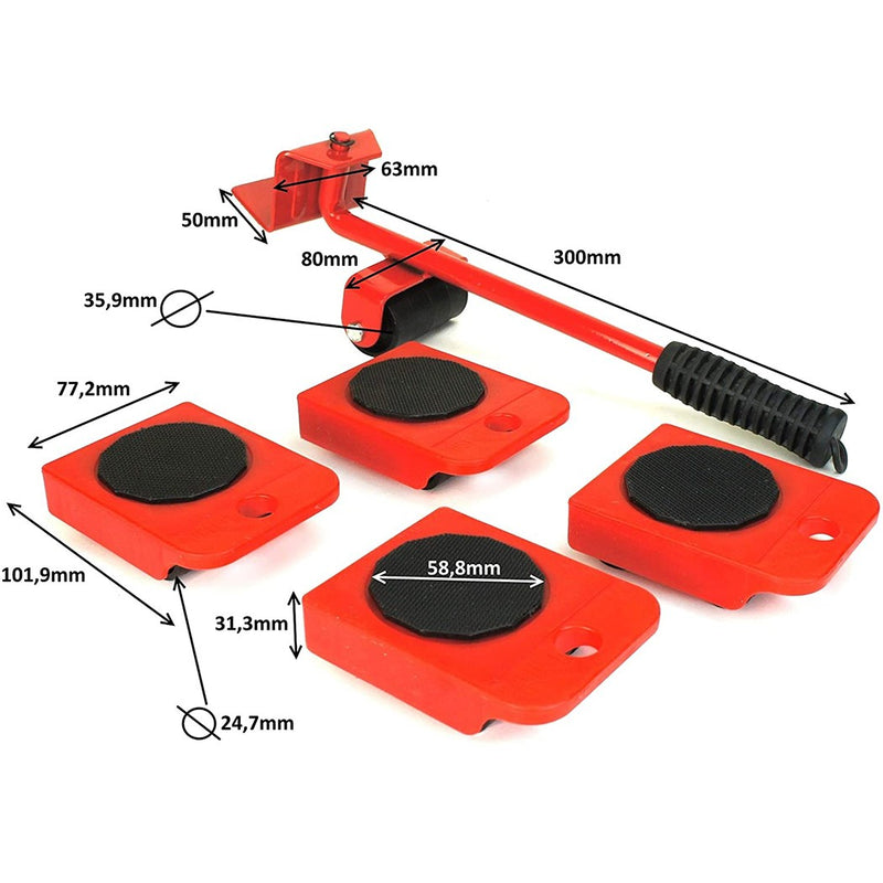 Set rullo e cuscinetti per trasporto mobili perso max 150 Kg-3