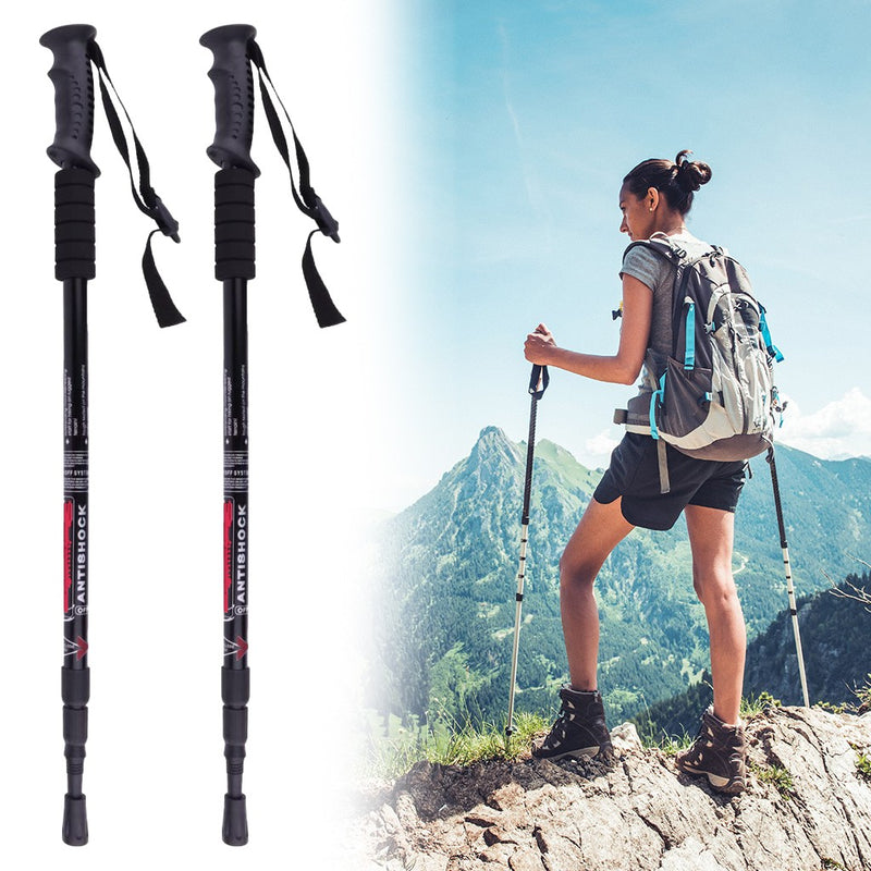 Set 2 Bastoni da Trekking 135 cm Regolabili con Impugnatura Antiscivolo-2