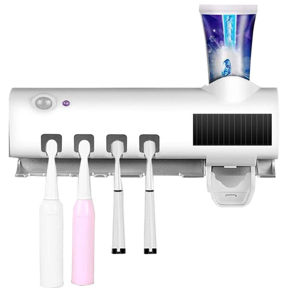 prezzo Stérilisateur UV avec 4 fentes de support de dentifrice pour brosse à dents à charge solaire USB Blanc