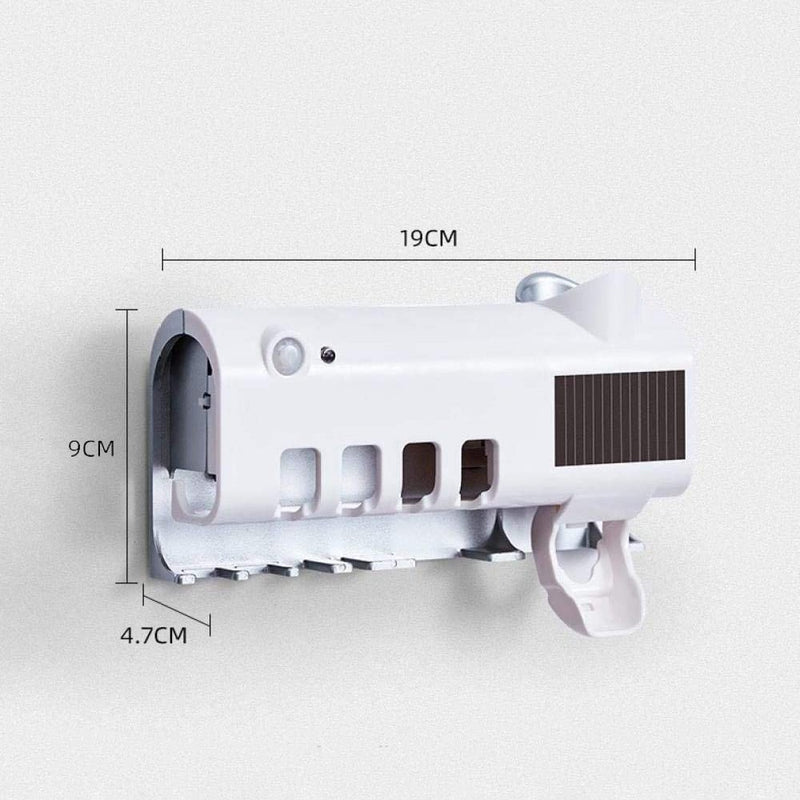 Sterilizzatore UV con 4 slot portaspazzolini dentifricio a ricarica solare USB Bianco-3