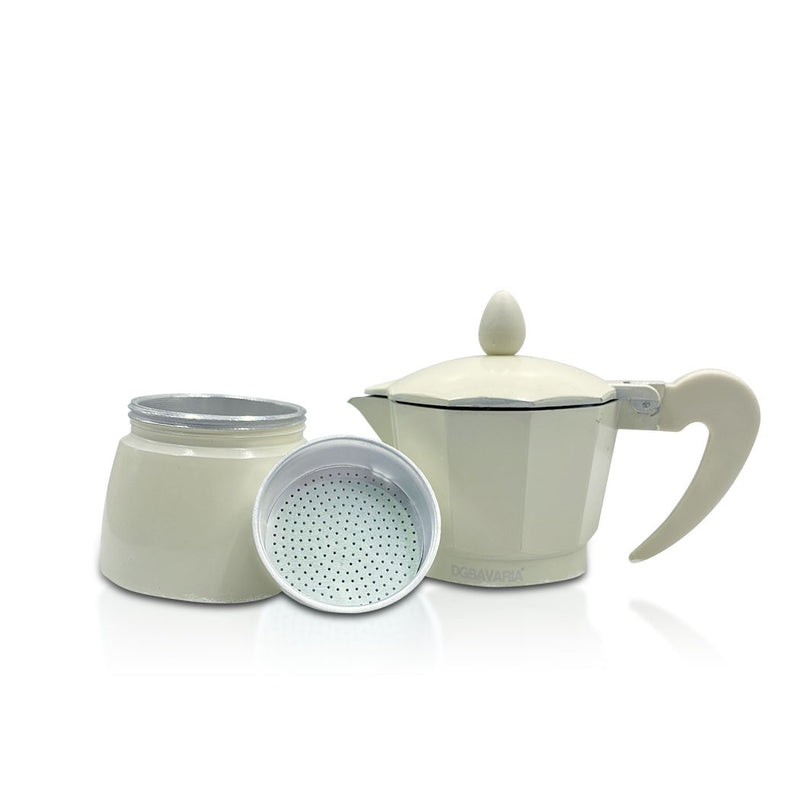 Set 3 Caffettiere in alluminio 1-3-6 tazze con manico soft touch Beige-4