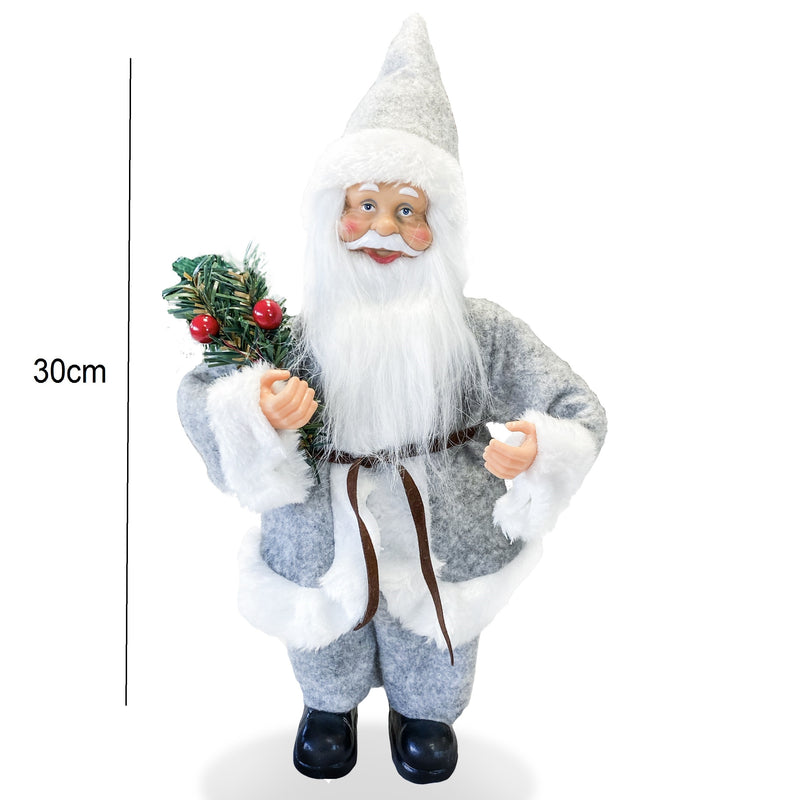 Pupazzo Babbo Natale H30 cm Grigio-4