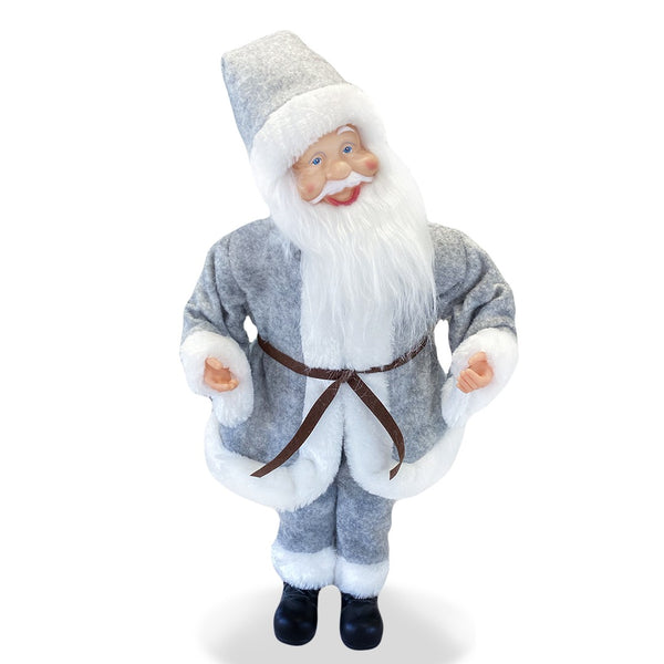 online Marionnette Père Noël H45 cm Boîte à Musique avec Sons et Mouvement Gris