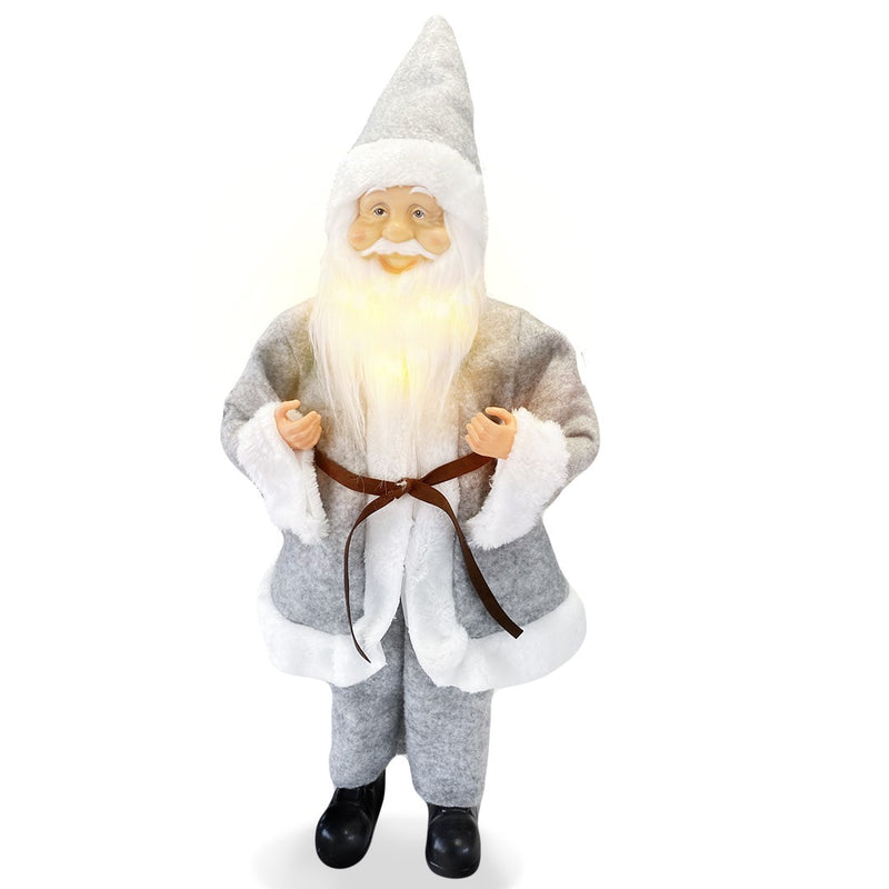 Pupazzo Babbo Natale H50 cm con Minilucciole Grigio-3