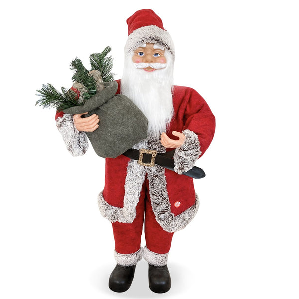 sconto Marionnette Père Noël H90 cm avec Lumières et Sons Rouge et Gris