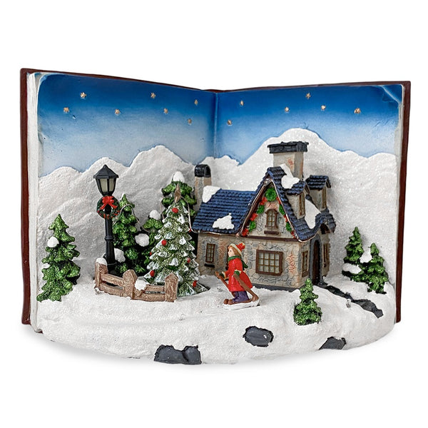 online Village de Noël 33x19x22 cm Livre Bleu avec Lumières, Sons et Mouvement